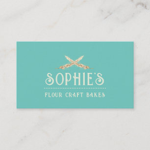 Elegant Baker's Logo Turquoise Visitekaartje