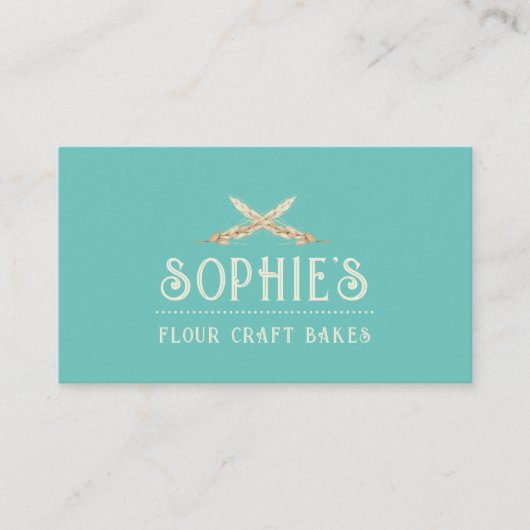 Elegant Baker's Logo Turquoise Visitekaartje (Voorkant)