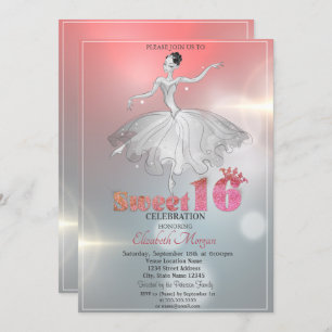 Elegant Ballerina, Glitter Sweet 16 Kaart