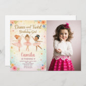 Elégant Ballerina Invitation d'anniversaire avec p (Devant / Derrière)