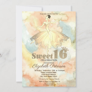 Elegant Ballerina Waterverf Splash Sweet 16 Kaart