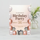 Élégant ballon Rose Anniversaire Fête Invitation (Debout devant)