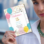 Elégant Ballons 21e Invitation anniversaire
