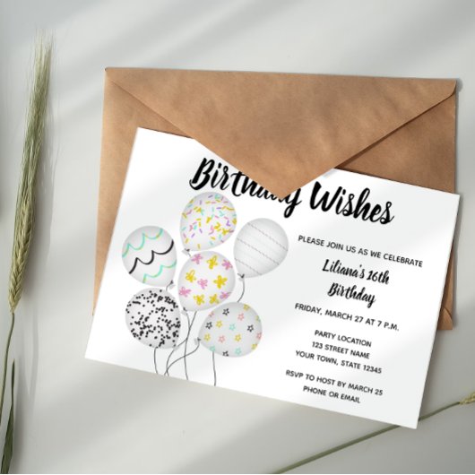 Elegant Balloon uitnodiging