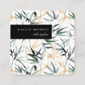 Elegant Bamboo Foliage Square Visitekaartje (Voorkant)