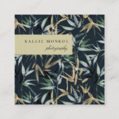 Elegant Bamboo Foliage Vierkante Visitekaartje (Voorkant)