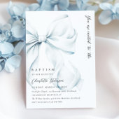 Élégant Baptême Bleu Bow Invitation