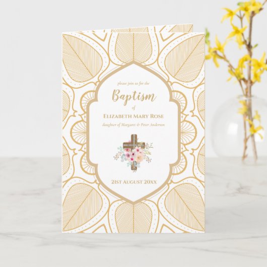 Élégant baptême Christening Invitation et programm (Fleur jaune)
