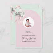 Élégant Baptême de mât rose pour bébé fille RSVP (Devant / Derrière)