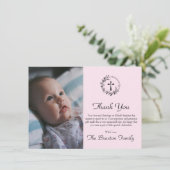 Élégant Baptême rose bébé Carte de remerciements p (Debout devant)