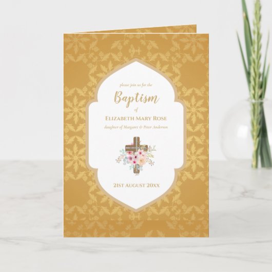 Elegant Baptism Christening Uitnodiging en Program (Voorkant)