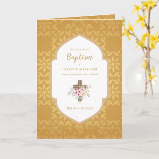 Elegant Baptism Christening Uitnodiging en Program (Gele Bloem)