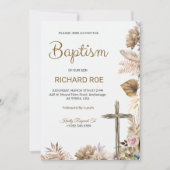 Elegant baptism invitation featuring floral accent (Devant)