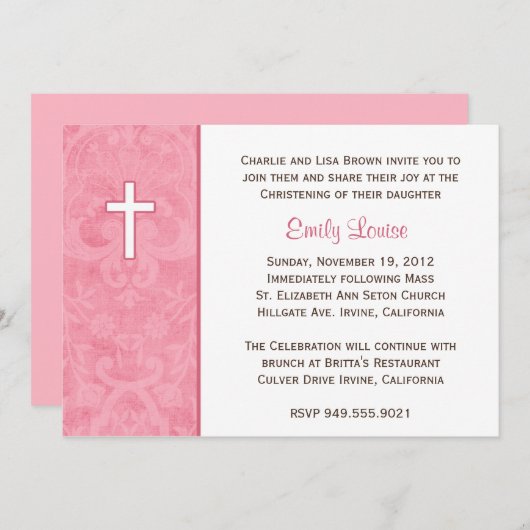 Elegant Baptism Invitation Kaart (Voorkant / Achterkant)