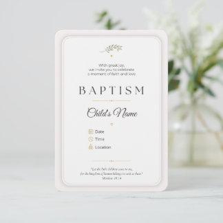 Elegant Baptism Invitation | Personalized Kaart