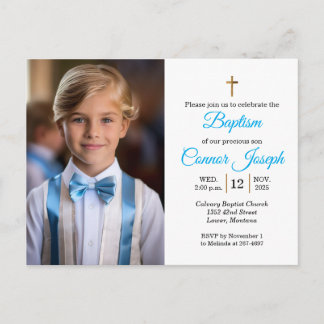 Elegant Baptism Relies event Custom photo Aankondigingskaart