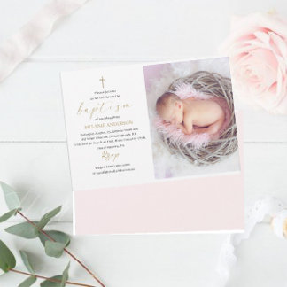 Elegant Baptism Religieuze event, aangepaste foto Kaart