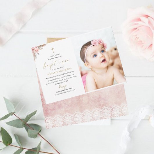 Elegant Baptism Religious event aangepaste foto Ui Kaart