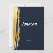 Elégant Bar Mitzvah Navy Blue Gold Invitation (Devant)