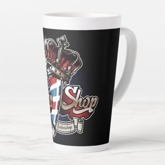 Elegant Barber Pole and Crown Personalize Latte Mok (Rechterhoek)
