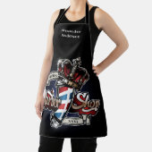 Elegant Barber Pole en Crown Logo personalize Schort (Insitu)