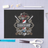 Elegant Barber Pole en Crown Logo personalize Tissuepapier (Craft)