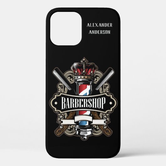 Elegant Barbershop Logo-Mate iPhone Case (Achterkant)