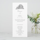 Elegant Barn Black en White Rustic Wedding Programma (Staand voorkant)