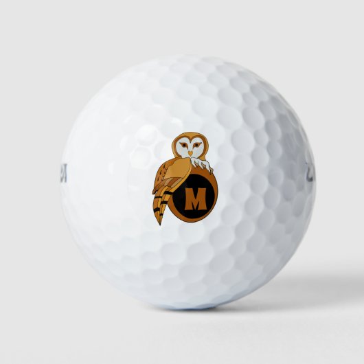 Elegant Barn Owl Monogram Golfballen (Voorkant)