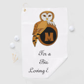 Elegant Barn Owl Monogram Golfhanddoek (Insitu)