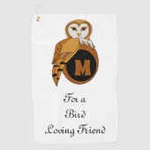 Elegant Barn Owl Monogram Golfhanddoek (Voorkant)