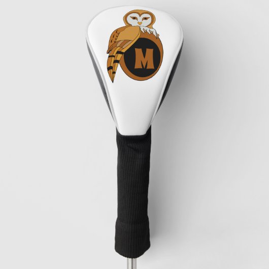 Elegant Barn Owl Monogram Golfheadcover (Voorkant)
