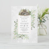 Elegant Barn | Uitnodiging tot Waterverf bruiloft (Staand voorkant)