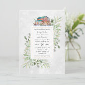 Elegant Barn | Uitnodiging tot Waterverf bruiloft (Staand voorkant)