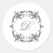 Elegant barok Lijst met uw Monogram Initiaal Ronde Sticker (Voorkant)