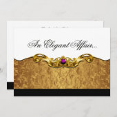 Elegant Baroque Black Stropdas Event (goud/amethis Kaart (Voorkant / Achterkant)