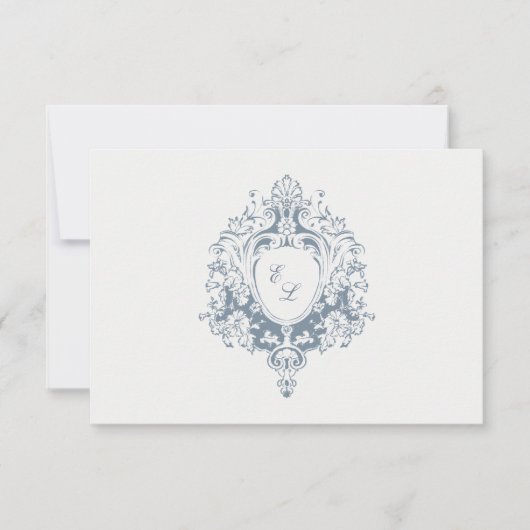 Elegant Baroque Crest Wedding RSVP Card (Voorkant)