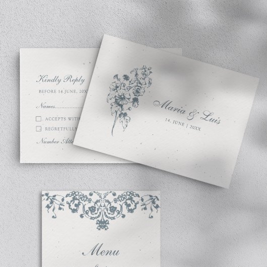 Elegant Baroque Flower Wedding RSVP Card