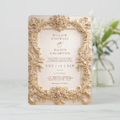 Elegant Baroque Gold Frame Wedding Kaart (Staand voorkant)