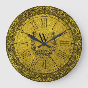 Elegant Baroque Gold Wreatmonogram Grote Klok