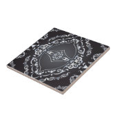 Elegant Baroque Luxury Chic Black & Silver Border Tegeltje (Zijkant)