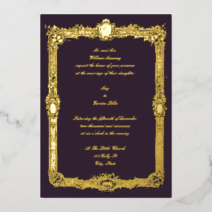 Elegant  Baroque Rococo Lijst Wedding Folie Uitnodiging
