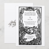 Elegant Baroque Rococo Vogels Wedding Invitations Kaart (Voorkant / Achterkant)