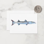 Elégant Barracuda poisson carte de note (Devant/Arrière en situation)
