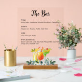 Élégant barre de boisson florale Menu Signal acryl (Mariage)