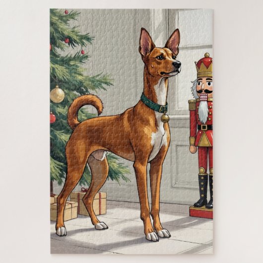 Elegant Basenji Dog Nutcracker Modern Christmas Legpuzzel (Verticaal)