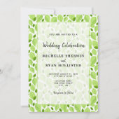 Elegant Basil Leaf Pattern Green Botanical Wedding Kaart (Voorkant)