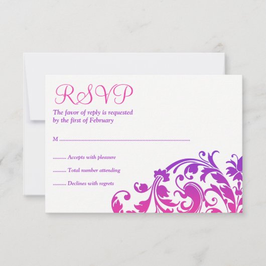 Élégant Bat mitzvah rose pourpre RSVP (Devant)