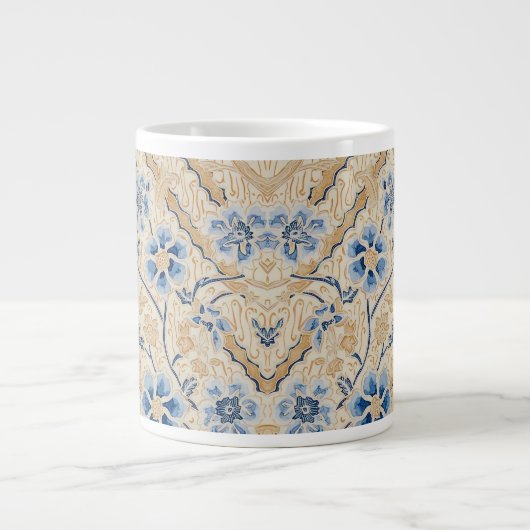Elégant Batik Bleu et Beige Spécialité Mug (Devant)