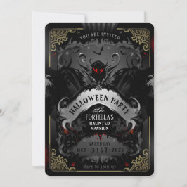 Elegant Batty Delight Halloween Party Invitation Kaart